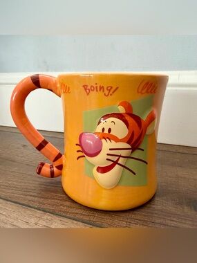 Disney Tigger Mug Monogram Ceramic Coffee Cup Winnie the Pooh Tigger Tail Handle